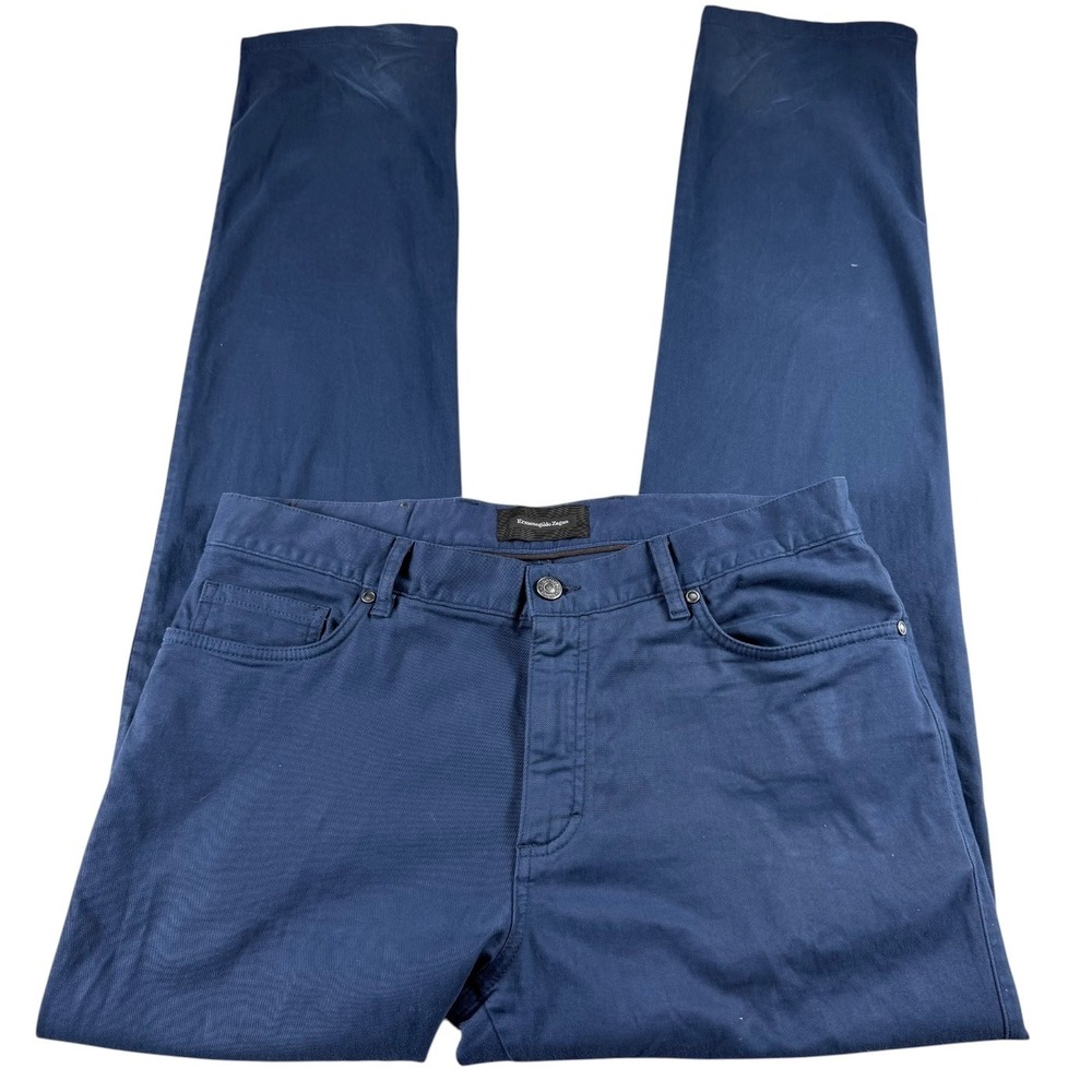 Ermenegildo Zegna Mens Navy Blue Cotton Stretch 5 Pocket Trousers Size 35 6UTPZW